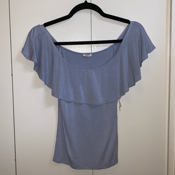 GARAGE - sky blue OFF THE SHOULDER TOP - Picture 1 of 3